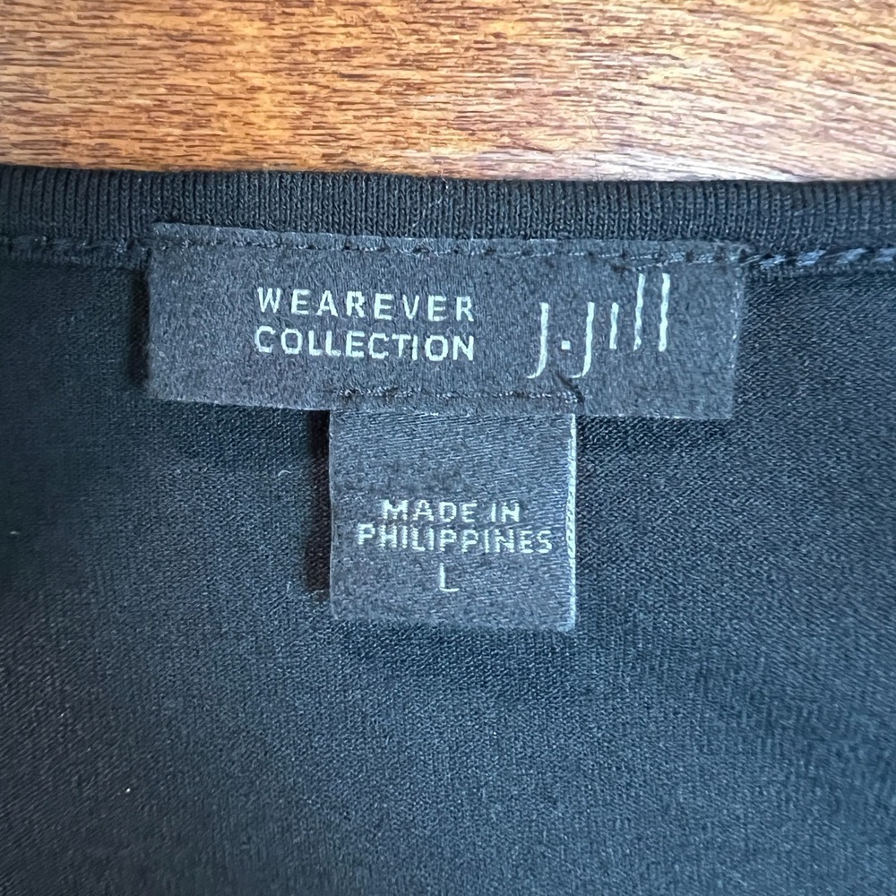 J.Jill Wearever Collection Dress Womens Large Black Shift V-Neck Long Sleeve L - Picture 8 of 10